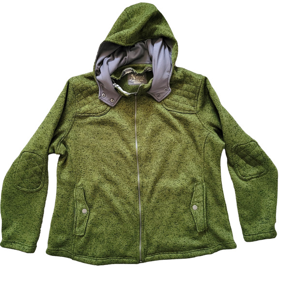 Natural Reflections Green Full Zip Diamond Quilt Hooded Sweater Women Sz XXL - Picture 1 of 11